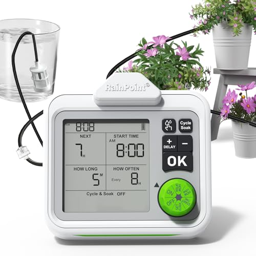 Large Display Automatic Plant Waterer Indoor for Pot Plant,Cycle & Soak Mode Vacation Self Watering Drip Irrigation System Device Kit Herb Garden Greenhouse Grow Tent Water 10-15 Plants