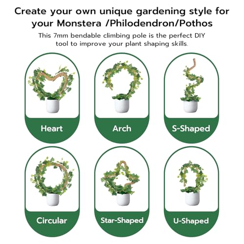 Bendable Moss Pole for Plants 47 Inch, Monstera Plant Support Stake with 7mm Aluminum Core, Coconut Coir Climbing Pole for Monstera Pothos Philodendron, Complete Kit with Ties & Rope - view 5