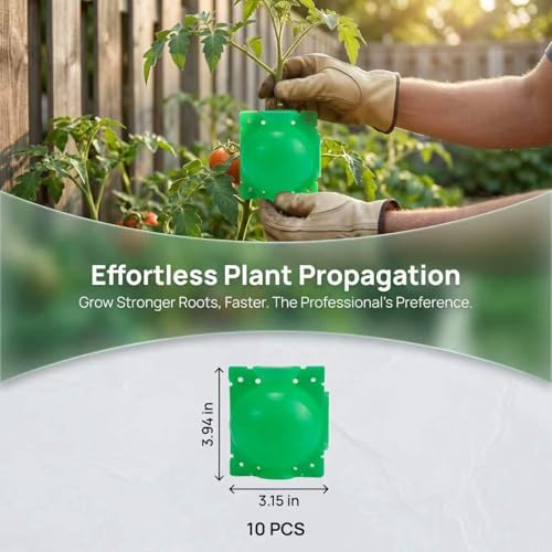 10 PCS Plant Root Growing Box, Reusable Air Layering Propagation Kit Plant Rooting Ball Rooting Ball Grafting Tools, Plant Rooting Grafting Box for Fast Propagation Plants Green Medium - view 2