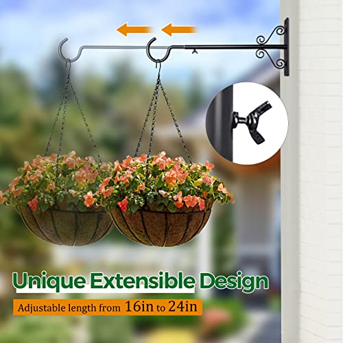 Bird Feeder Hanger 16-24", Adjustable Hanging Plant Brackets, Black - view 4
