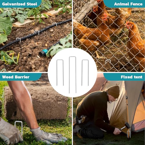 Landscape Staples 6 Inch 25 Pack, Anti-Rust Garden Staples Stakes Landscape Fabric Pins for Weed Barrier Tent Drip Irrigation Tubing Ground Lawn Cover - view 6