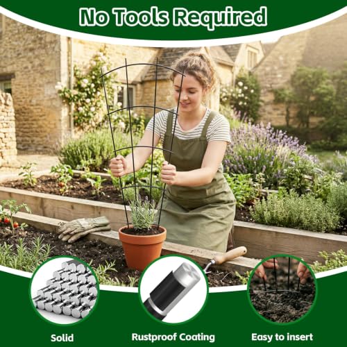 24" Metal Plant Trellis, Climbing Plant Support, 4 Pack Black - view 2