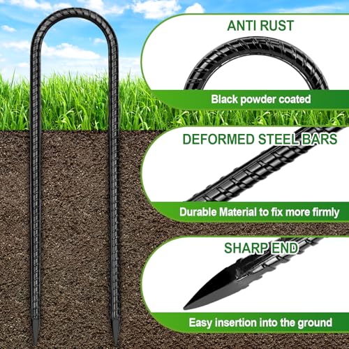Trampoline Stakes Anchors High Wind 12''Ground Anchor Tent Stakes Heavy Duty, U Rebar Stakes Trampoline Accessories - view 3