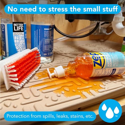 Waterproof Undersink Mat (Grey 34" 1/4 x 22 1/4) 36 inch Cabinet Base Liner for Kitchen & Laundry Cabinets Catches Leaks Prevents Damage Flexible Sink Driptray - view 2