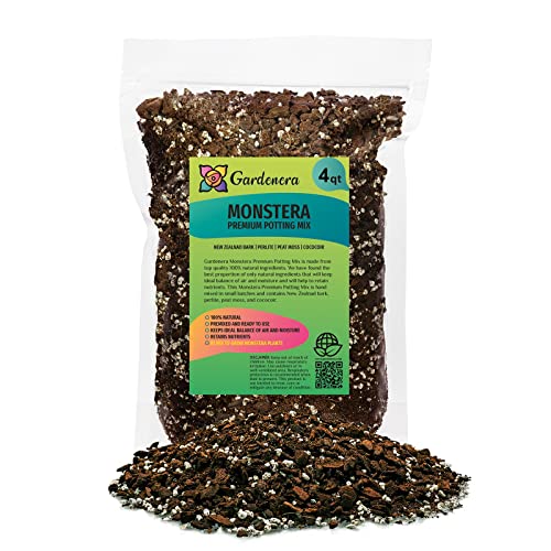 Premium Monstera Potting Soil - Quick Drain Potting Soil for Growing and Repotting Monstera Deliciosa/Swiss Cheese Plant - 4 Quart Bag