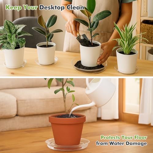 30 Packs 4 Inches Small Clear Plant Saucers for Indoor Outdoor Use Heavy Duty Plastic Plant Trays for Planter Bulk Flower Pot Drip Trays to Catch Water, 4 to 20 Inch - view 4