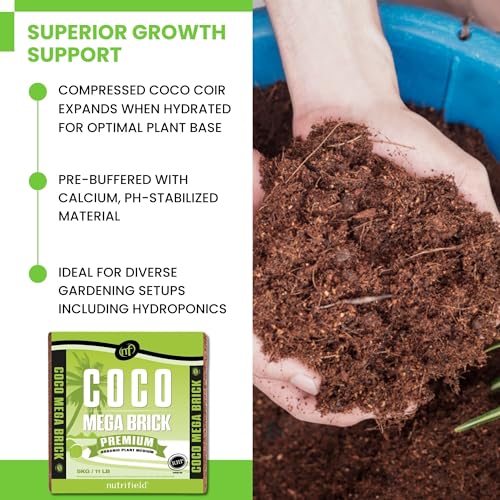 Coco Mega Brick 5kg | Compressed Coconut Coir Block Expands to 55L | Premium Quality Hydroponic Growing Medium, Pre-Buffered, Low EC Substrate for Indoor Outdoor Plants - view 3