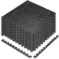 Interlocking Exercise Equipment Mats, 0.56" Thick 12 Tiles (48 Sq Ft) - Rubber Top Gym Flooring with High Density EVA Foam, Heavy Weight Workout Mats for Home GymFloor Protection,Black/White