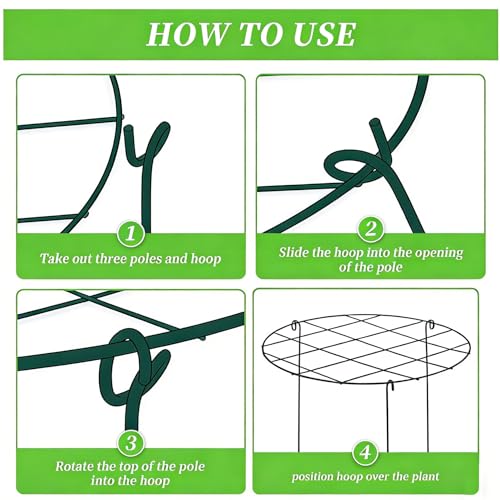 10 Pack 16 x 24 inch Green Peony Cages Grow Through Plant Support Stakes Flower Support Hoops Heavy Plants Brace Rings - view 4