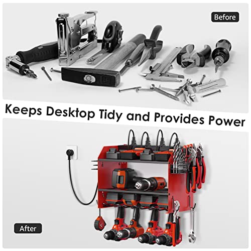 Wall Mount Modular Tool Charging Organizer, Red, 1 Pack, 3 Tier. - view 4