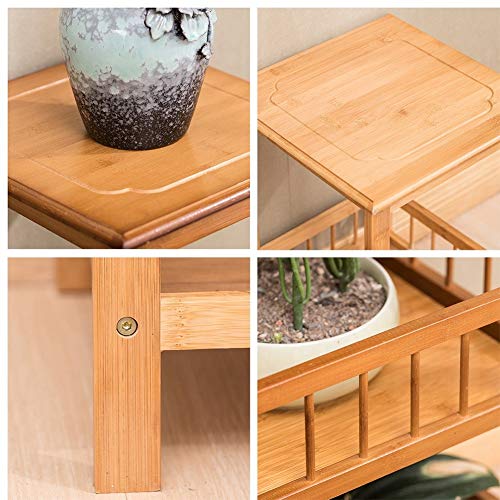 Multi-Layered Floor-Standing Flower Shelf Wooden Decoration Plant Stand Plant Storage Rack with Guardrail Beige-50cm - view 3