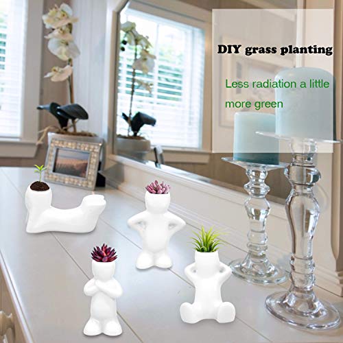 4 Pack Ceramic Air Plant Holder, Cute Air Planter Table Top Display Planters for DIY Planting Home Office Decoration Supplies - view 2