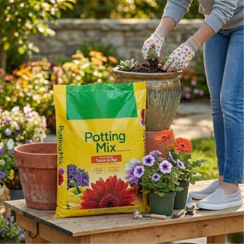 25 Qt Potting Mix Soil, Premium Nutrient-Rich Planting Medium for Indoor and Outdoor Potted Flowers, Vegetables, and Houseplants (25QT) - view 6