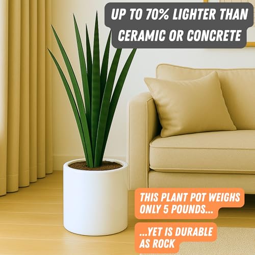 Large Planter for Indoor or Outdoor, White Glossy, 10 Inch - view 3