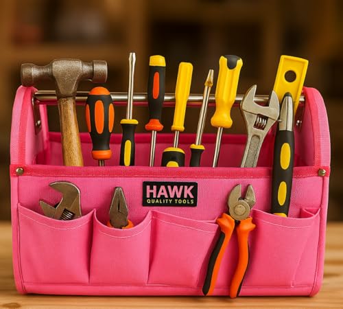 12.5" Pink Tool Carry-All Tool Bag | Premium Canvas with Multi-Pockets | Metal Handle & Rubber Feet | 12.5" x 9.5" x 8" | Best for Tools, Crafts & Supplies - view 2