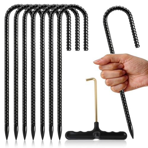 8 Pack 11.8 Inch Rebar Ground Stakes J Hook Galvanized Steel