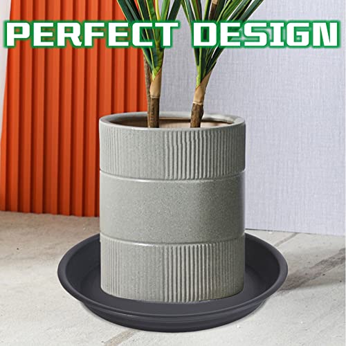 Plant Saucer 14 Inch, 3 Pack Drip Trays for Flower Pot, Heavy Duty Drainage Tray for Indoors No Holes, Plastic Plant Plate Water Catcher for Planter Base Black - view 6
