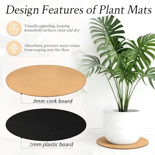 2 Pcs Large Cork Plant Coasters 14 Inch Double Layers Thicken Planter Coaster Plant Pot Saucers Waterproof Non-Slip Mat for Indoor Outdoor Plants Home Floor Protection - view 3