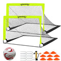 2 Pack 4'x3' Kids Soccer Goals, Durable Pop Up Soccer Net Set with Size 3 Ball, Pump, 8 Cones & Carry Bag, Portable Backyard Training Equipment for Toddler Youth