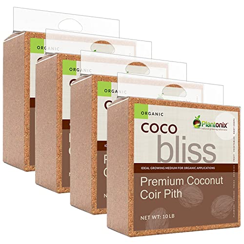Coco Bliss (40lbs) - Organic Coco Coir for Plants - OMRI-Listed Coco Coir Brick for Garden Soil & Potting Mixes - Coconut Fiber Substrate Mixes with Potting Soil for Indoor Plants & Outdoor Plants
