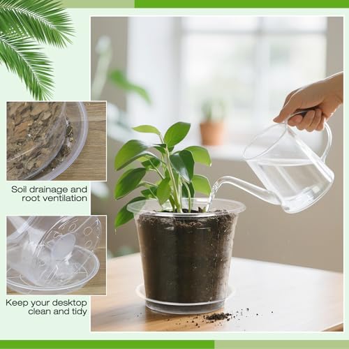 25 Pack 7/6/5/4/3 Inch Clear Nursery Pots with Drainage Trays - view 4