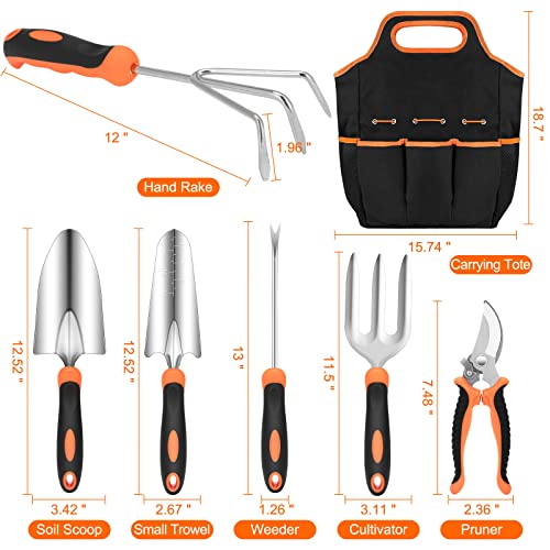 Gardening Tool Set, Stainless Steel Heavy Duty Gardening Tool Set, with Non-Slip Rubber Grip, Storage Tote Bag, Outdoor Hand Tools, Ideal Gardening Gifts for Women - view 2