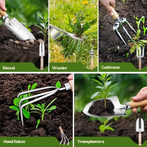 Garden Tools 9 Pcs Heavy Duty Gardening Tool Set Green Tote Bag Men Women - view 3