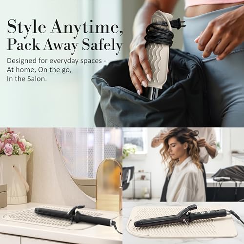 Large Vanity Mat, Heat Resistant Mat for Hair Tools, Vanity Décor, Ivory - view 6