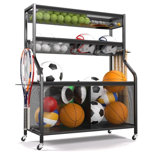 Sports Equipment Organizer, Golf Bag Stand w/Ski & Ball Storage
