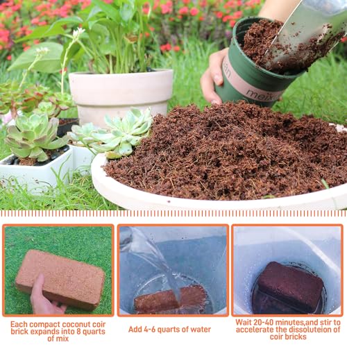 3-Pack Coco Coir Bricks, Premium Organic Peat Moss Mix for Plants, Low EC & pH Balance, Fiber Coconut Husk. Ideal for Gardening, Potting Soil & Substrate - view 3