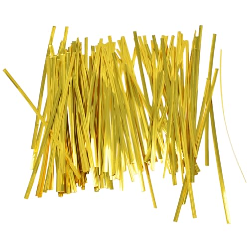 300Pcs 6inches Gold Metal Twist Ties Bread Candy Coffee Bag Ties Plant Garden Twist Ties for Cellophane Treat Bags Gift Wraping Bags Plastic Bags Halloween Party Cake Present Art Crafts