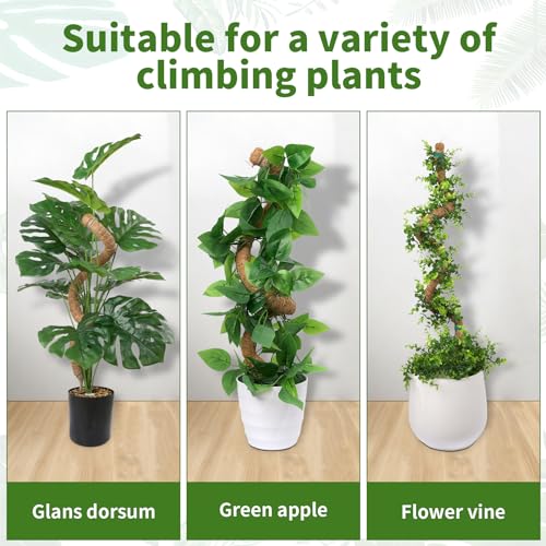 2 Pack Moss Pole for Monstera, Bendable 29" Coco Coir Plant Support with Rustproof Aluminum Core, Plant Support Stakes for Climbing Indoor Plants, Pothos, Philodendron - view 6