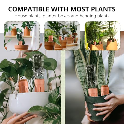 Terracotta Watering Spikes, 4 Pack Plant Watering Devices Self Watering Spikes Vacation Clay Watering Stakes Garden Plant Watering Globes for Indoor & Outdoor Plants - view 5