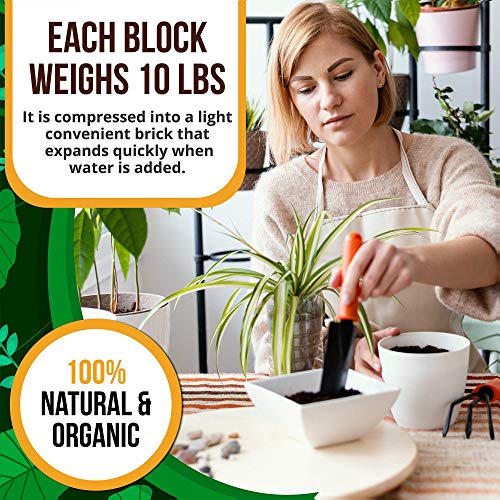 Coco Coir Brick 10 LB, Coconut Coir for Plants - Expands to 75 Quarts - view 4