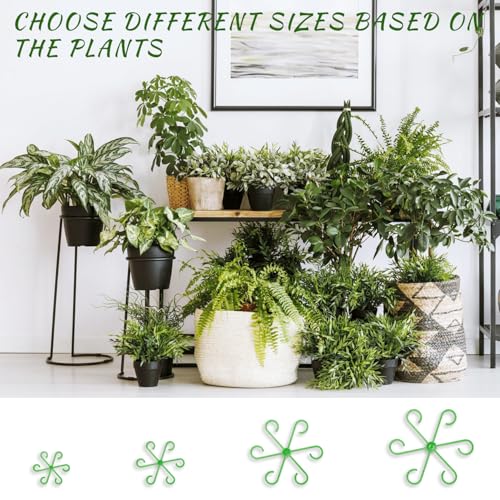 4 Pcs Plant Stem Supports for Indoor Plants, Assorted Sizes Plastic Plant Stabilizer Growth Accessories Plant Stakes Holders for Monstera Potted Climbing Plant (4, Green) - view 5