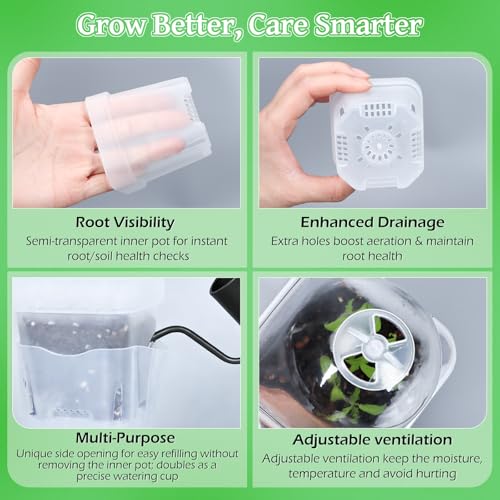 12Pack 2.5" Self Watering Seed Starter Pots for Plant Propagation Cuttings - view 3