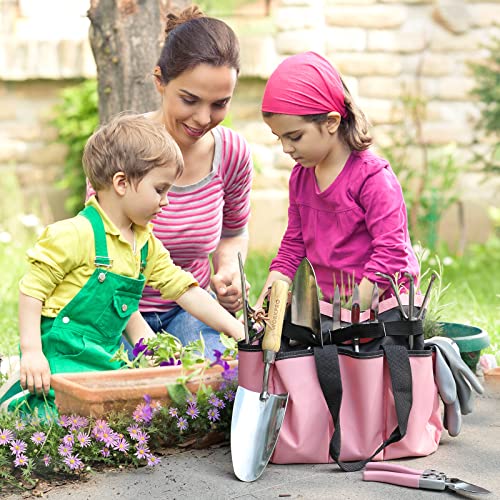 8-Piece Pink Garden Tool Set with Garden Bag and Gloves- Pink - view 6