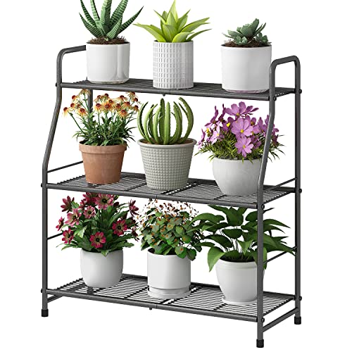 Plant Stand Indoor Outdoor, 3-Tier Metal Corner Plant Shelf