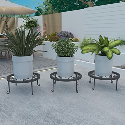 Metal Potted Plant Stand Set of 3 (Black) - view 6