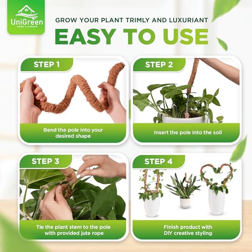 UNIGREEN 2Pack 47'' Premium Bendable Moss Pole - Monstera Plant Support - Plant Trellis Moss Pole for Plants - Moss Poles for Climbing Plants - Plant Sticks Support for Indoor/Outdoor Plants Potted - view 4