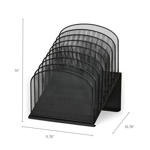 Onyx Desk Organizer, 8 Tiered Vertical Compartments, Office and Classroom Mailbox, Paper and Mail Sorter, Steel Mesh, Black - view 4