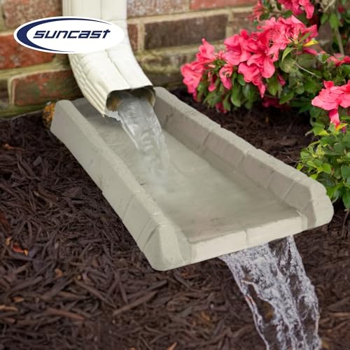 Suncast Durable Decorative Rain Gutter Downspout Erosion Prevention, Water Guard Diverter Catch Basin Tray Splash Block, Light Taupe (6 Pack) - view 5
