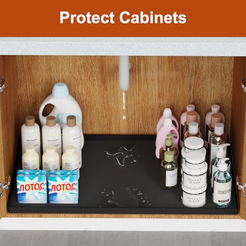 34" x 22" Extra Thick Silicone Mat Waterproof with Raised Edge, Black - view 5