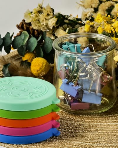 12 Pack Silicone Oui Yogurt Jar Lids with 8 Labels, Food-Grade Lids for 5Oz Oui Yogurt Jars, Reusable Silicone Canning Covers Perfect for Oui Yogurt Bottle, Green(Jar not Includ) - view 5