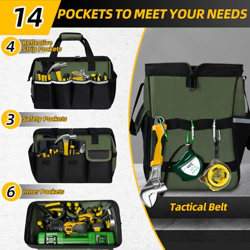 Portable Tool Bag Heavy Duty Tool Box Organizer with Shoulder Strap,M-Green - view 4