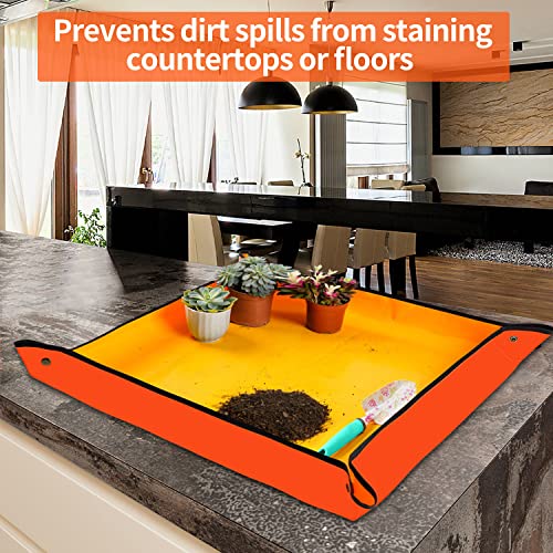 Repotting Mat for Indoor Plant Transplanting & Potting Soil Mess Control, 26.8" X 26.8" Portable Potting Tray Succulent Plant Mat Indoor Gardening Tools Gardener Gifts Plant Gift for Plant Lovers - view 3