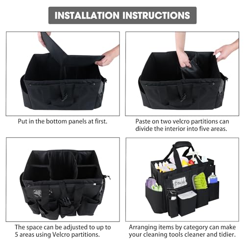 Cleaning Bag Cleaning Caddy Organizer, Wearable Cleaning Caddy with Waist & Handles for Cleaning Tool Organizers, Extra-Large Cleaning Caddy Bag Adjustable Compartments for Housekeeping,Gardening - view 5