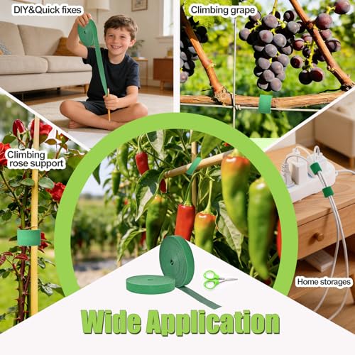 Plant Ties, 20mm 66ft Adjustable Garden Velcro Tape Strips with Scissors for Climbing Plant, Reusable Thicker Support Straps for Growing, Tomato Vines Stem, Cable Ties - view 3