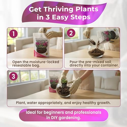 Professional Terrarium Soil Mix 2.2 Quarts Ready to Use, Premium Terrarium Potting Soil for Succulents Cactus Aloe Plants, Pine Bark Peat Coarse Sand, Well Draining Terrarium Mix Made in USA - view 5