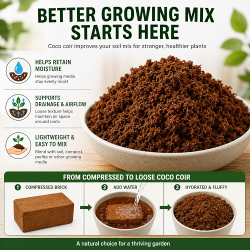 Coco Coir Bricks for Plants, 3.3 lb 2-Pack Compressed Coconut Coir, Natural Growing Medium for Potting Mix, Seed Starting, Raised Beds & Gardening (3.3 LB) - view 3